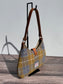 Yellow and Blue Plaid Harris Tweed® Rhode River Shoulder Bags,  Cognac Leather with Antique Brass Hardware. Handcrafted in Maryland