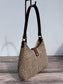 Front view Glen Plaid Harris Tweed® Rhode River Shoulder Bags,  Bordeaux Leather with Antique Brass Hardware. Handcrafted in Maryland