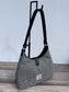 Back view Black and White Houndstooth Harris Tweed® Rhode River Shoulder Bags,  Black Leather with Black Matte Hardware. Handcrafted in Maryland