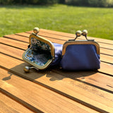 Sax Blue Leather Aberdeen Kiss Lock Pouch SquiresCanvasCreations.com