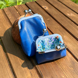 Royal Blue Leather Aberdeen Kiss Lock Pouch SquiresCanvasCreations.com