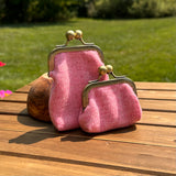 Pink Twill Harris Tweed® Aberdeen Kiss Lock Pouch SquiresCanvasCreations.com