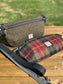 Luxury Harris Tweed® and leather sling bag, handcrafted in Maryland with timeless design.