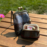 McLeod Tartan Harris Tweed® Aberdeen Kiss Lock Pouch SquiresCanvasCreations.com