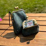 Teal Twill Harris Tweed® Aberdeen Kiss Lock Pouch SquiresCanvasCreations.com