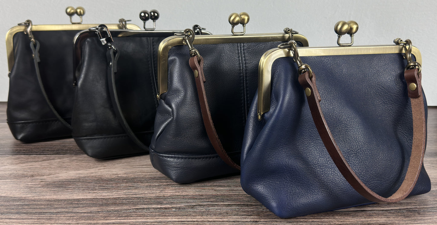 Leather Princess Anne Kiss Lock Purse