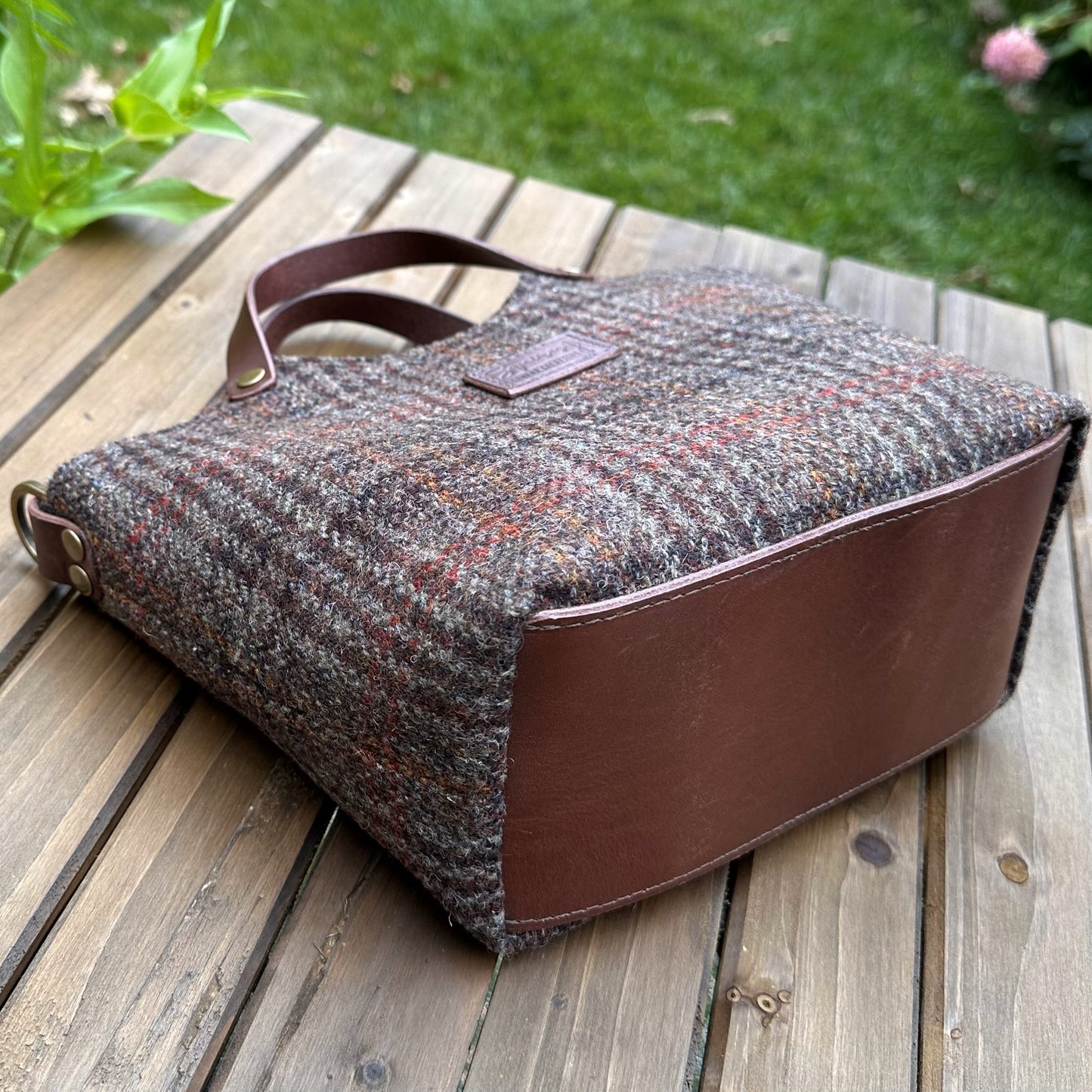  Warm Brown Harris Tweed® with Dark Brown Italian Leather and Antique Brass Hardwar