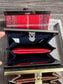 Open Mini Harris Tweed® Rock Hall Wallet showing the linen interior, two card slots, and the removable coin pocket in a slim accordion-style design.
