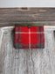 Closed Mini Harris Tweed® Rock Hall Wallet in Red Gray Plaid, featuring Gunmetal flip-lock closure.