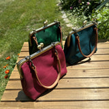 Leather Princess Anne Kiss Lock Purse
