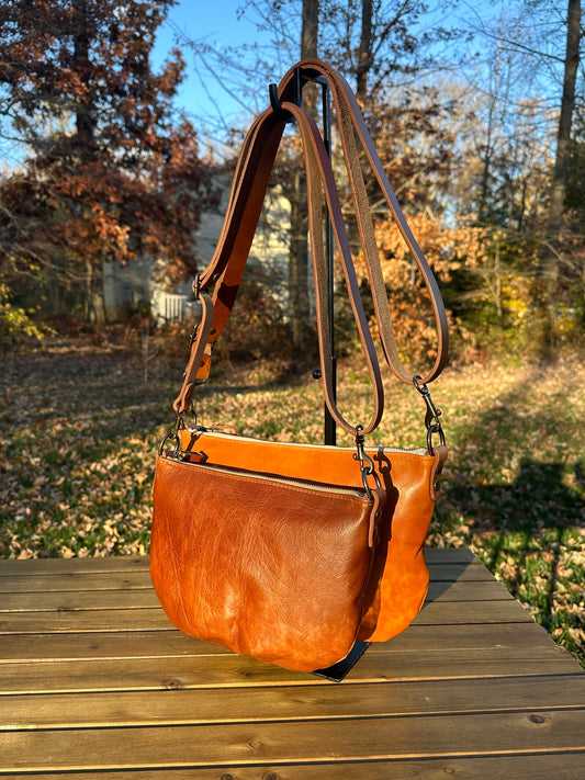 Collection of Holland Island Crossbody bags Sienna Leather and Acorn Leather, 