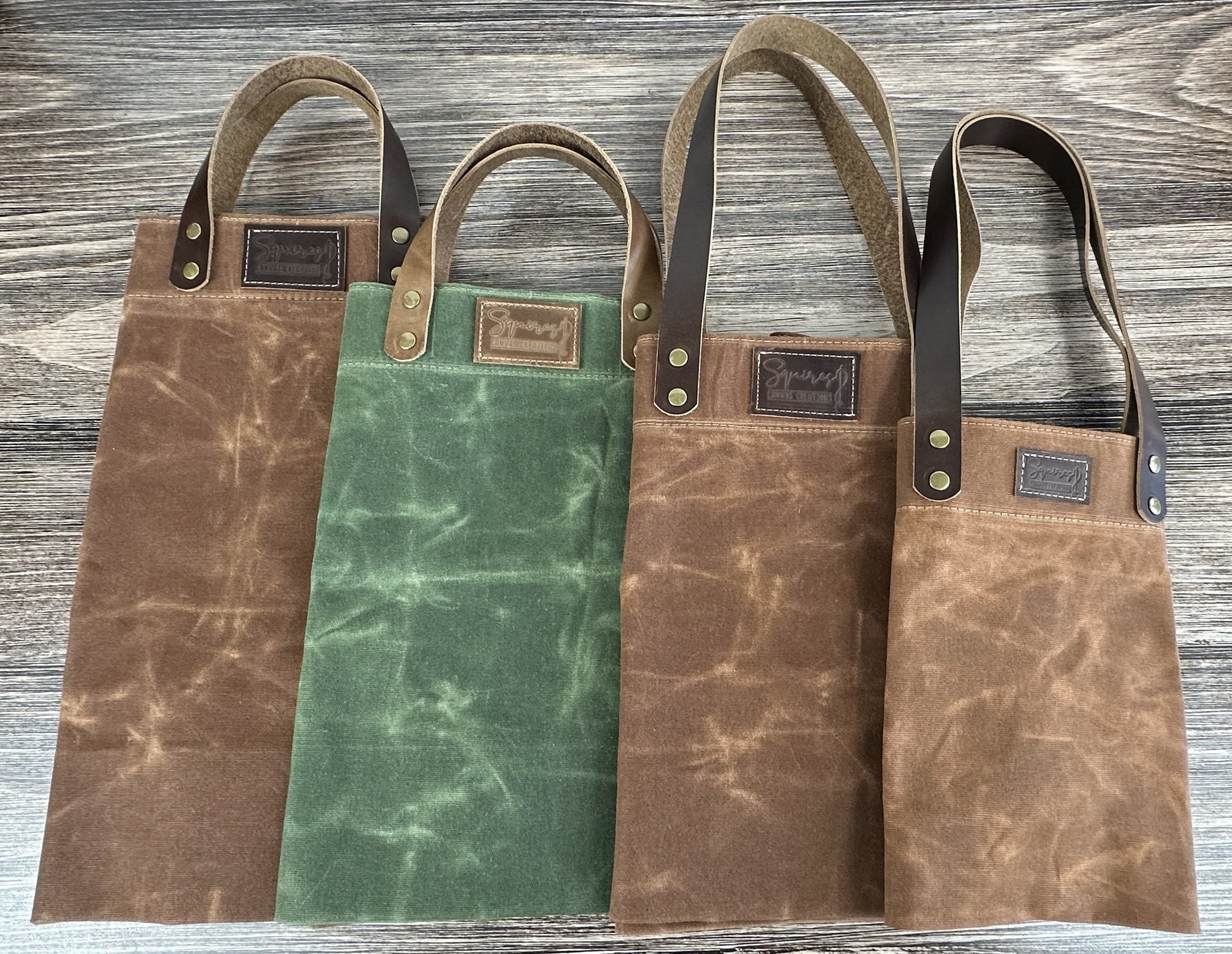 Waxed Canvas with Leather with Antique Brass Hardware  Chesapeake Market Tote squirescanvascreations