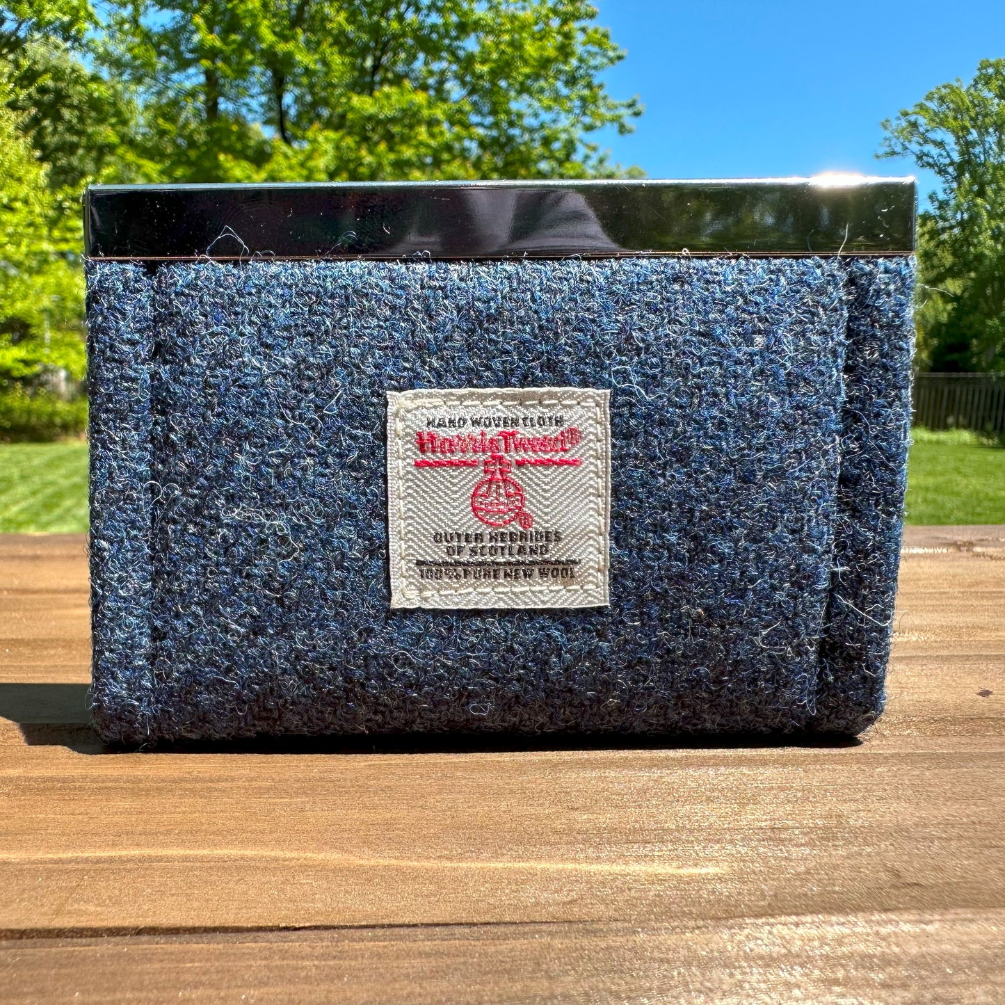 Blue Harris Tweed® and Nickle Flip-Lock City Dock Wallet squirescanvascreations.com