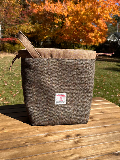 Green Herringbone Mix Harris Tweed® Highland Maker Bag SquiresCanvasCreations.com