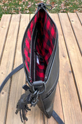 Black Slim Leather Fairhaven Crossbody with Matt Black Hardware and Black Italian Venchetta Leather Strap SquiresCanvasCreatons.com