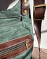 Stewart Plaid Harris Tweed® and British Green Waxed Canvas back with Toasted Wheat Newberry Leather  Eastport Backpack SquiresCanvasCreations