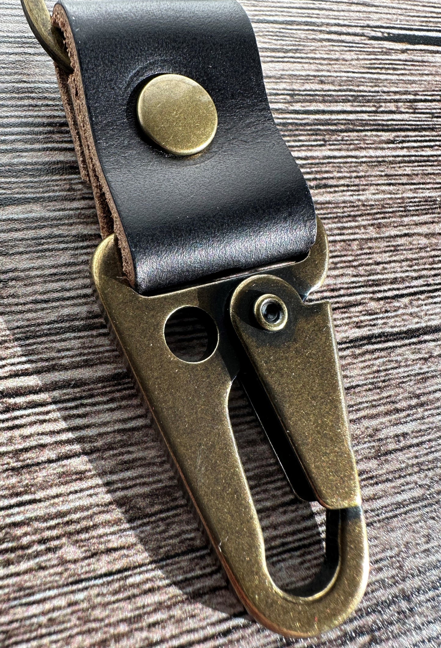 South Street Wheat Leather Antique Brass Lever Keychain SquiresCanvasCreations