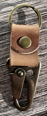 Toasted Wheat Leather Antique Brass Lever Keychain SquiresCanvasCreations