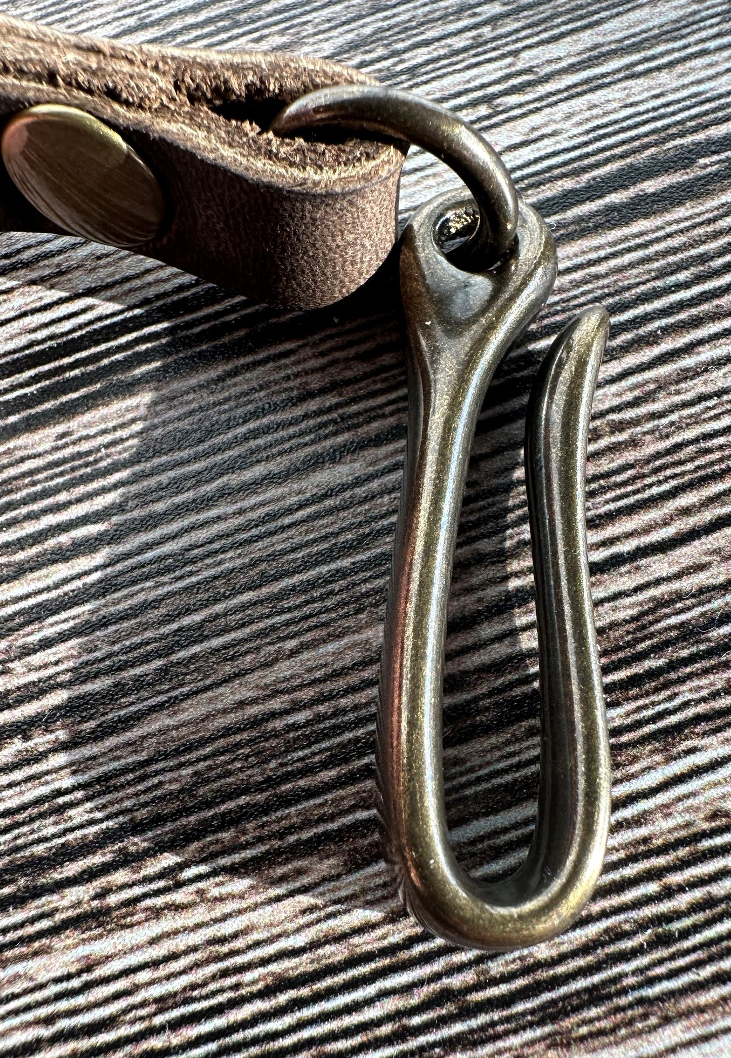 Dark Brown Antique Brass Japanese Hook Nippon Keychain SquiresCanvasCreations