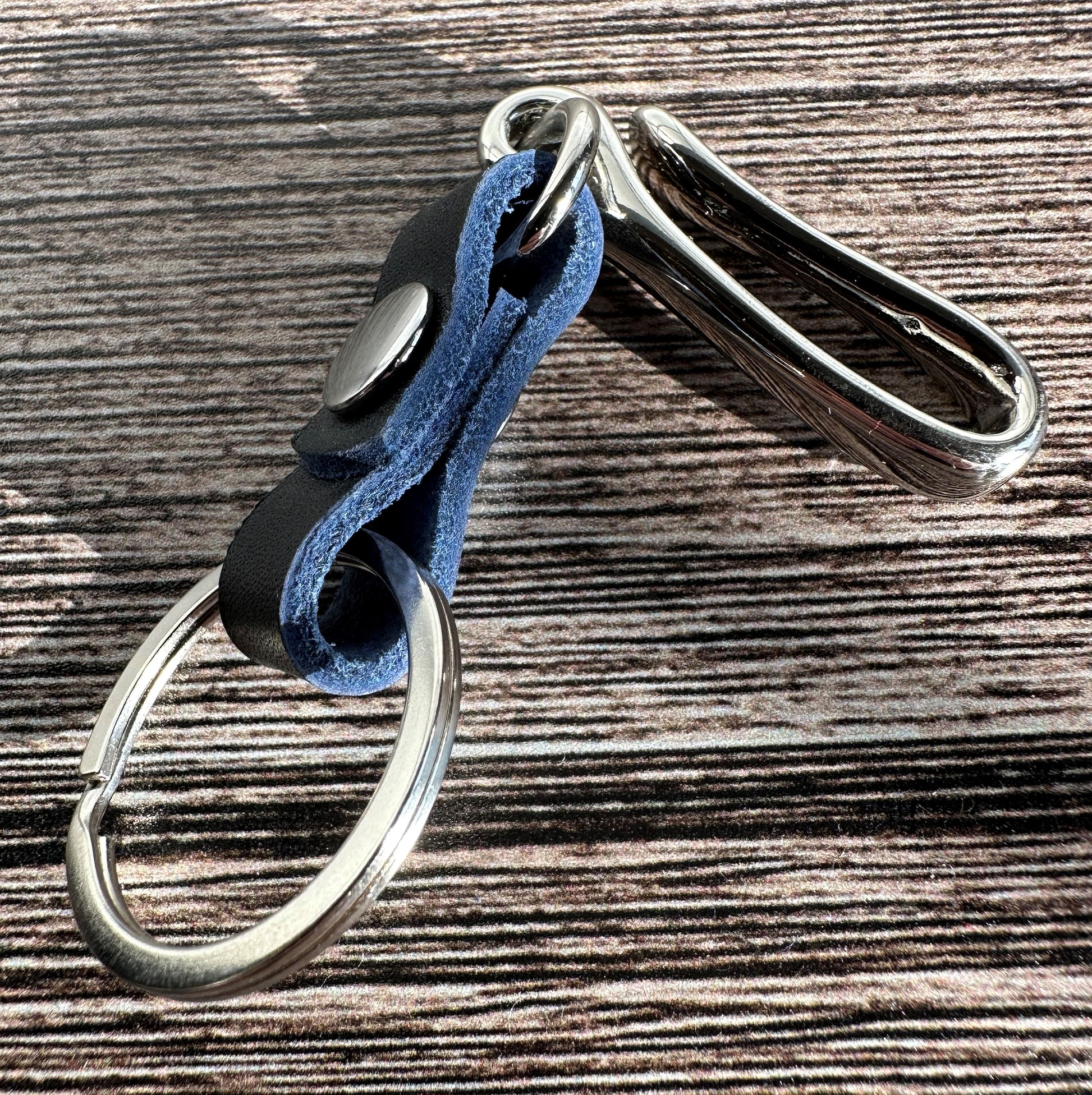 Navy Leather with Nickel Japanese Hook Nippon Keychain SquiresCanvasCreations