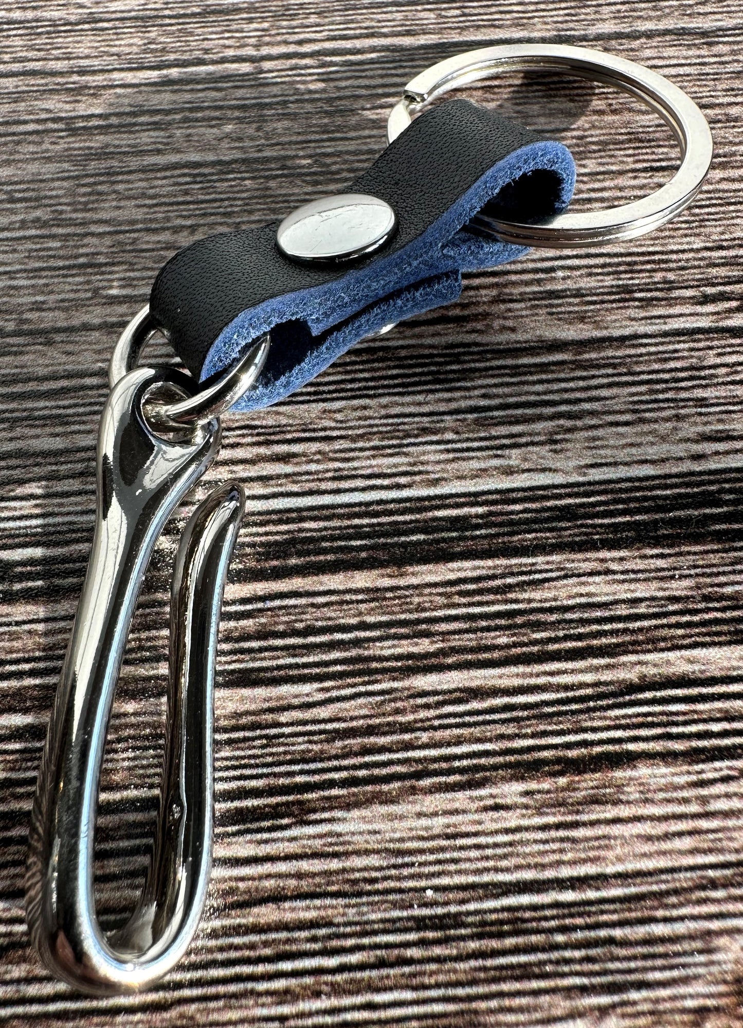 Navy Leather with Nickel Japanese Hook Nippon Keychain SquiresCanvasCreations