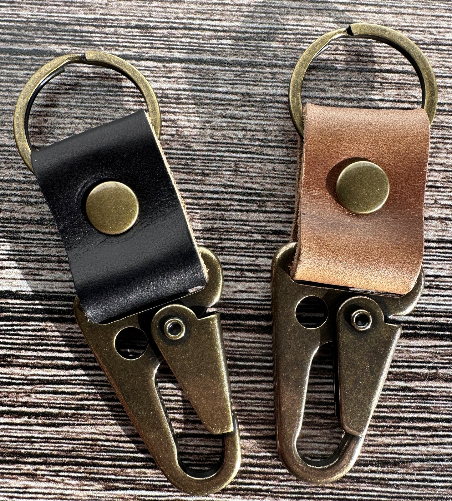 Leather and Brass Lever Keychain SquiresCanvasCreations