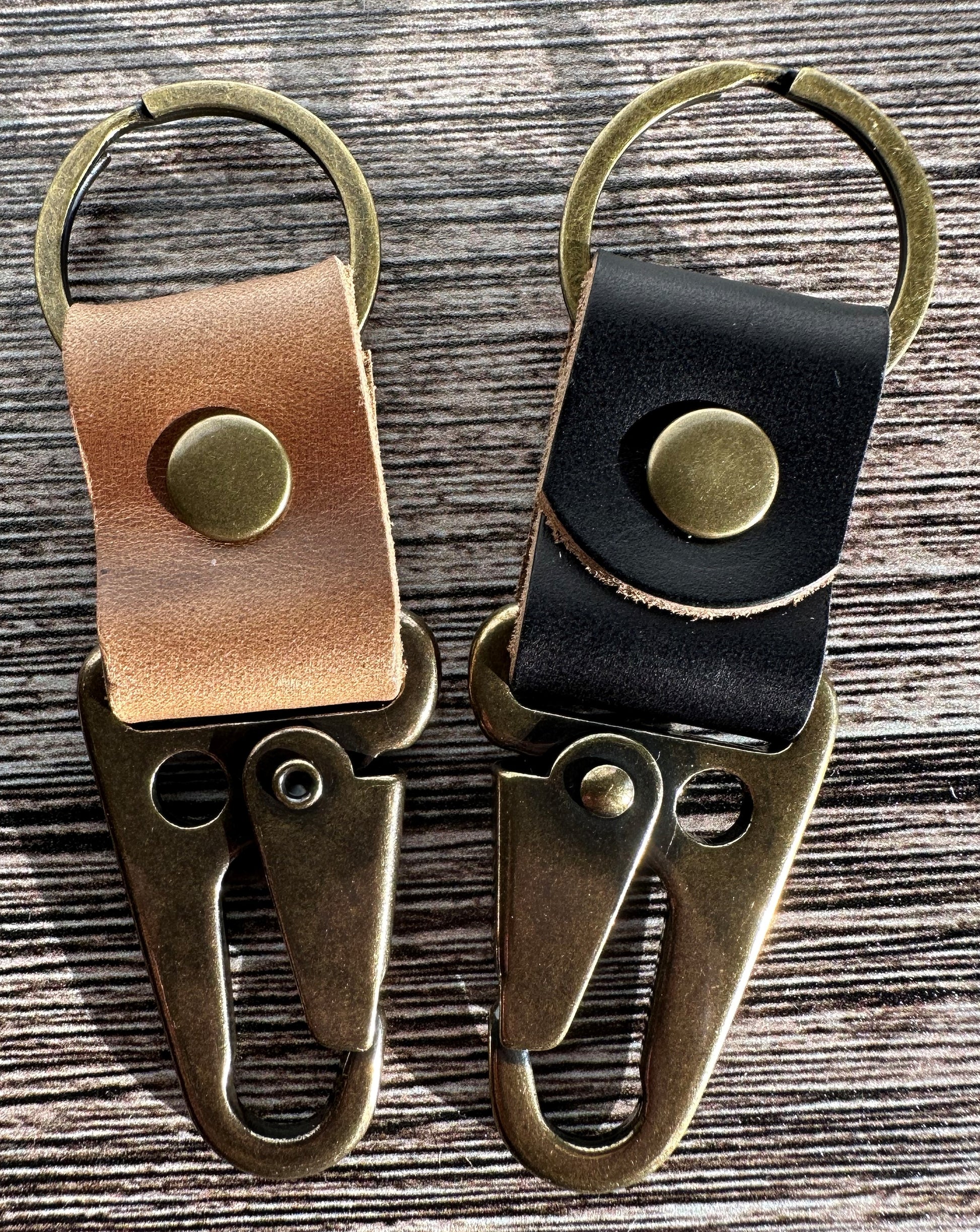 Leather and Brass Lever Keychain SquiresCanvasCreations