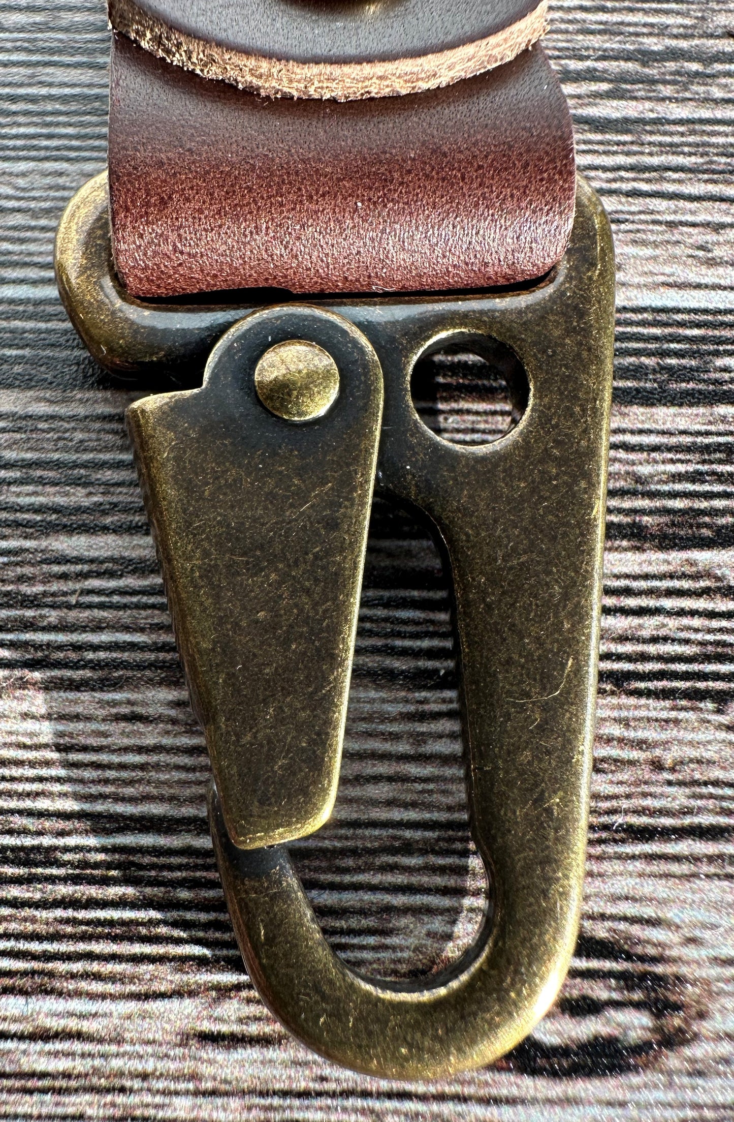 South Street Wheat Leather Antique Brass Lever Keychain SquiresCanvasCreations