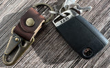 South Street Wheat Leather Antique Brass Lever Keychain SquiresCanvasCreations