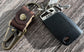 South Street Wheat Leather Antique Brass Lever Keychain SquiresCanvasCreations