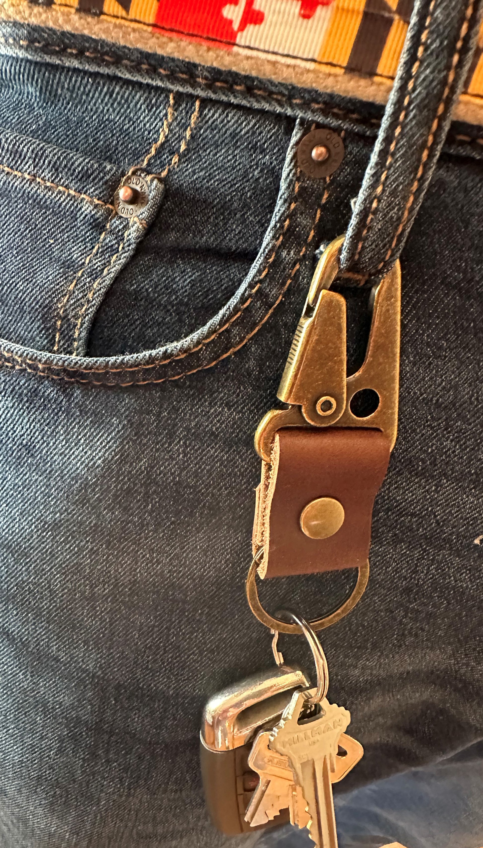 Denim Fanny Pack With Antique Bronze Zippers and Clasp 