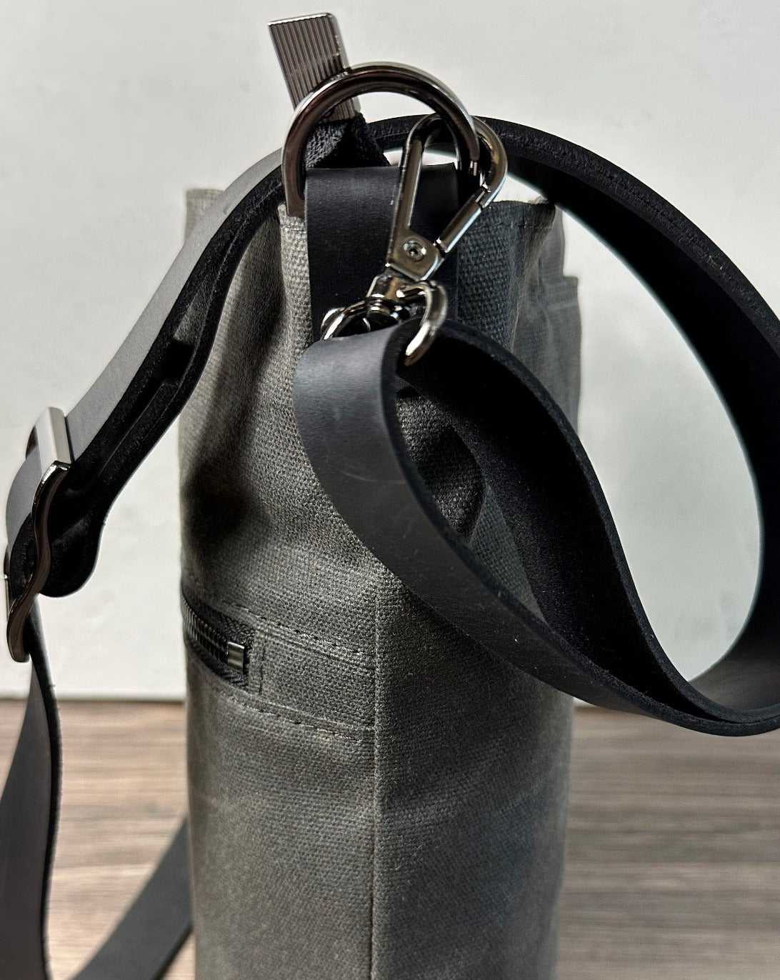 Grey Waxed Canvas Bayside Hobo Bag squirescanvascreations