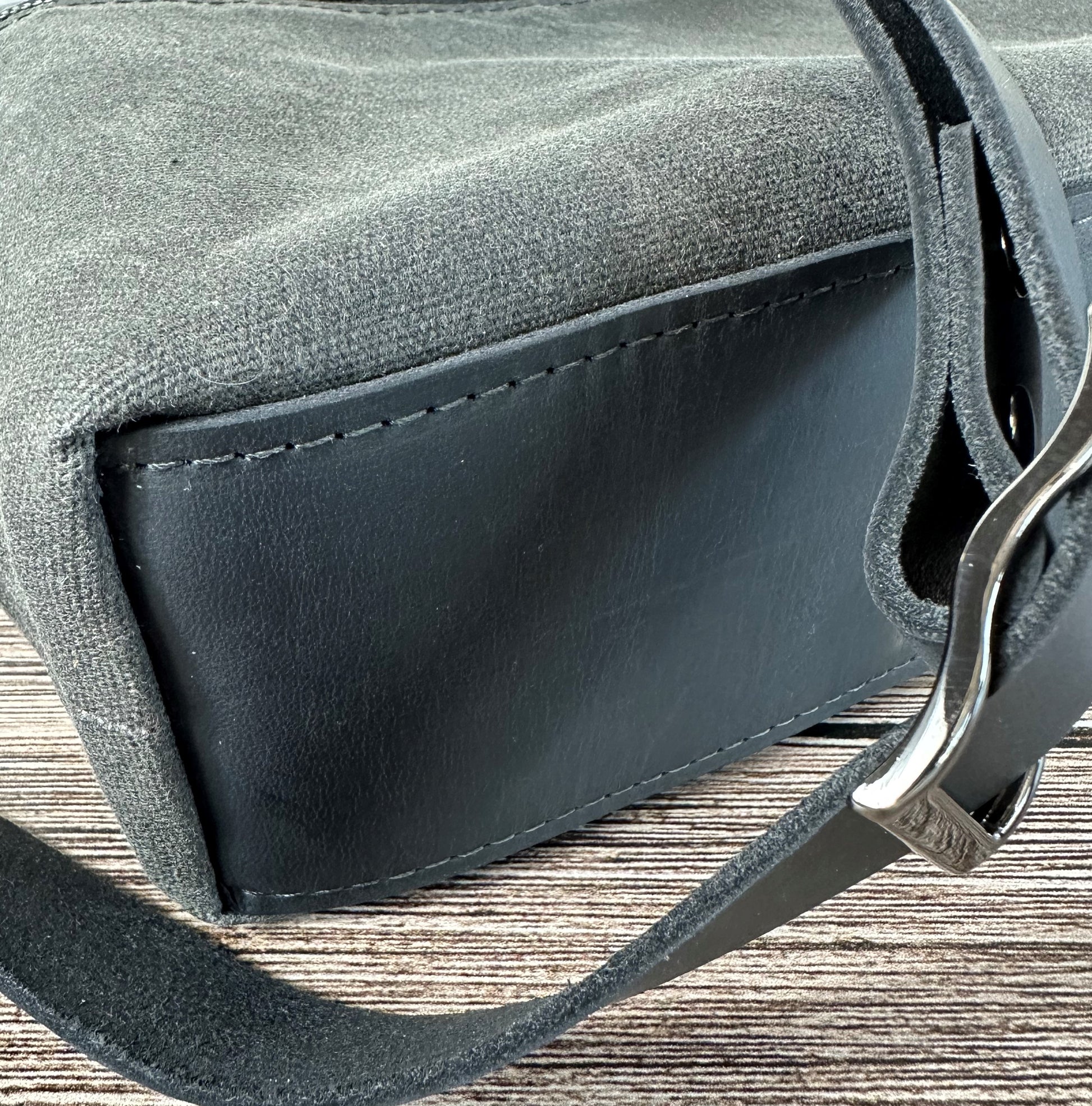 Grey Waxed Canvas Black Leather with Gun Metal Hardware Bayside Hobo Bag squirescanvascreations