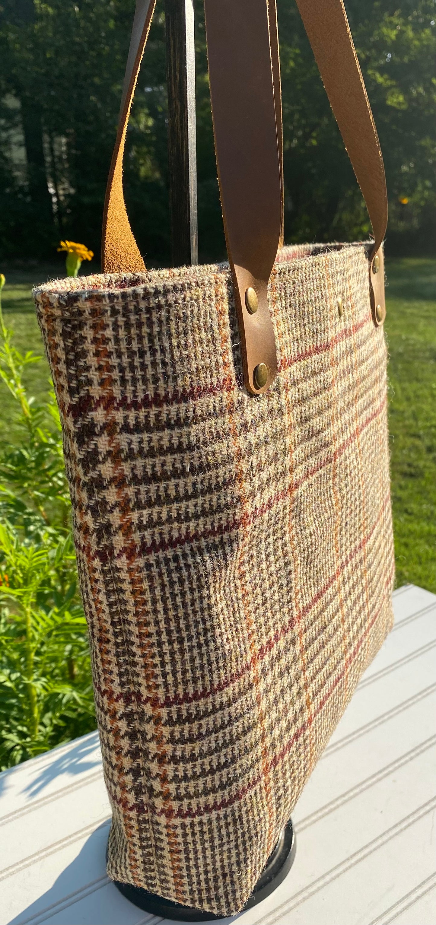 Glen Plaid Harris Tweed® with Antique Brass Hardware Harris Tweed® Tote SquiresCanvasCreations