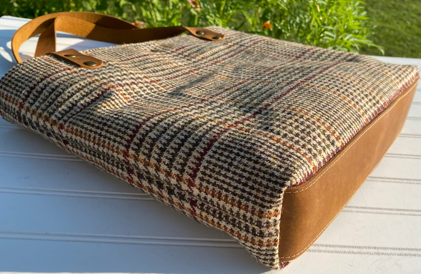 Glen Plaid Harris Tweed® with Antique Brass Hardware Harris Tweed® Tote SquiresCanvasCreations