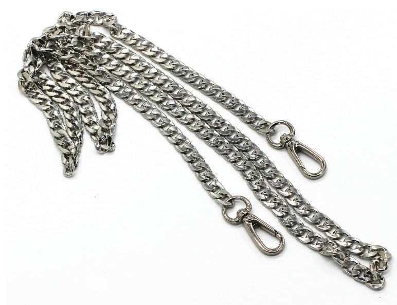 Beautifully polished, high quality, Nickle chains have a luxurious feel and heft and just the right classic element to my designs. These chains comes in two lengths, 47.2 inch and the 55 inch.